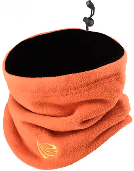 Orange ALIEXPRESS snood face warmer showing a snug, knitted fabric design suitable for outdoor cold weather.
