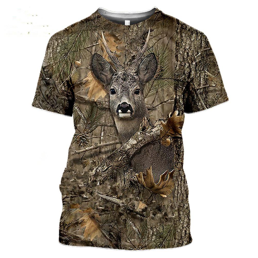 Camouflage deer printed shirt by Aliexpress featuring a nature-inspired design on lightweight fabric