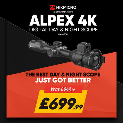 HIKMICRO Alpex A50EL 4K LRF Digital Day & Night Vision Scope – UHD Optic with Built-In Rangefinder