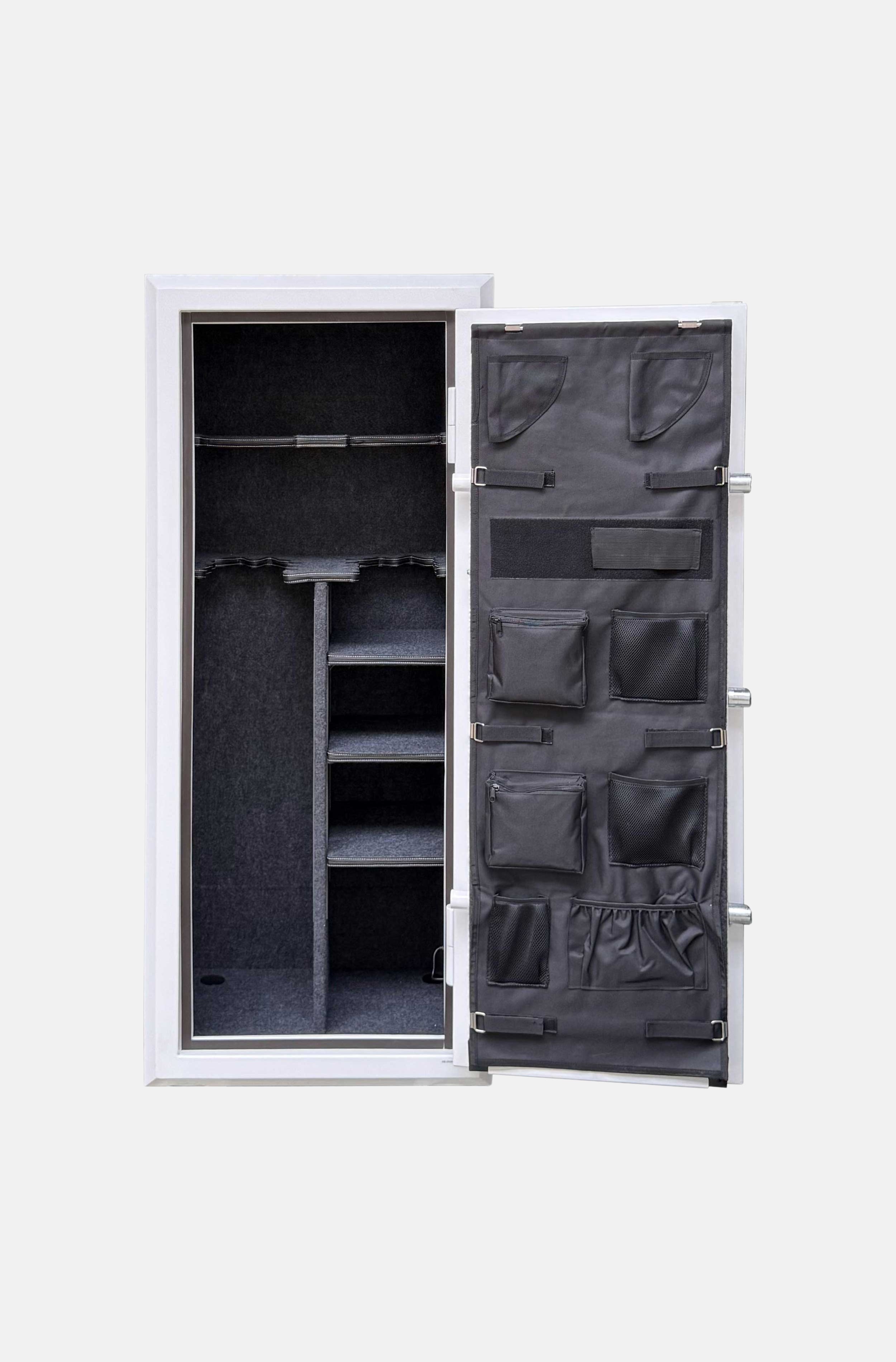 Cynthia Fortress Classic 20-gun fireproof safe with bright interior gun cabinet, secure storage for firearms and valuables.