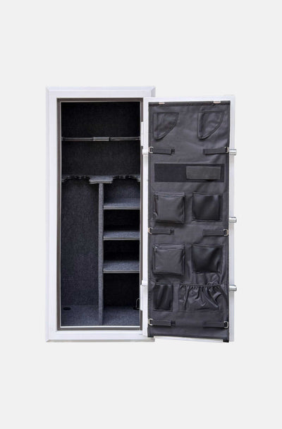 Cynthia Fortress Classic 20-gun fireproof safe with bright interior gun cabinet, secure storage for firearms and valuables.