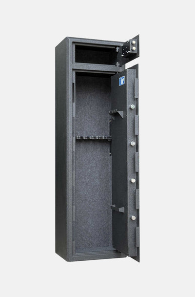 Cynthia Fortress Defender 7 Gun Safe with sturdy steel exterior and secure locking system for firearm storage.