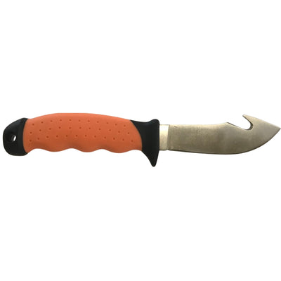 Set of four DALE hunting knives with wooden and stainless steel handles, displayed together on a neutral background.