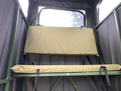 DALE covered double free-standing high seat hunting tower with water-resistant cover, enclosed for safety and weather protection.