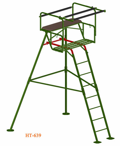 DALE double free-standing high seat for open ground stalking, steel platform with galvanized finish, suitable for two hunters.