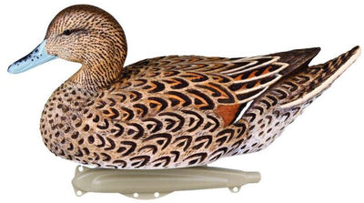 Set of six Flambeau Pintail Duck decoys by Dennett, realistic waterfowl decoys for hunting or decoration.