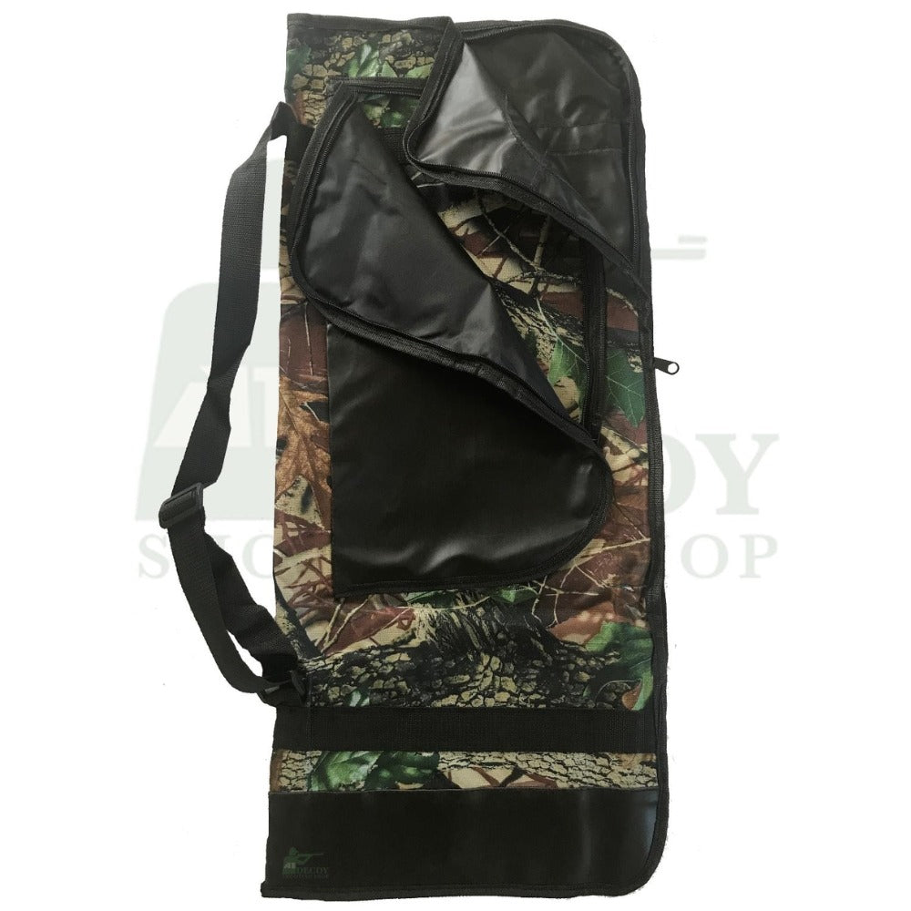 Echo Magnet Bag in camo or green with adjustable strap and multiple pockets, designed for outdoor and hunting activities.