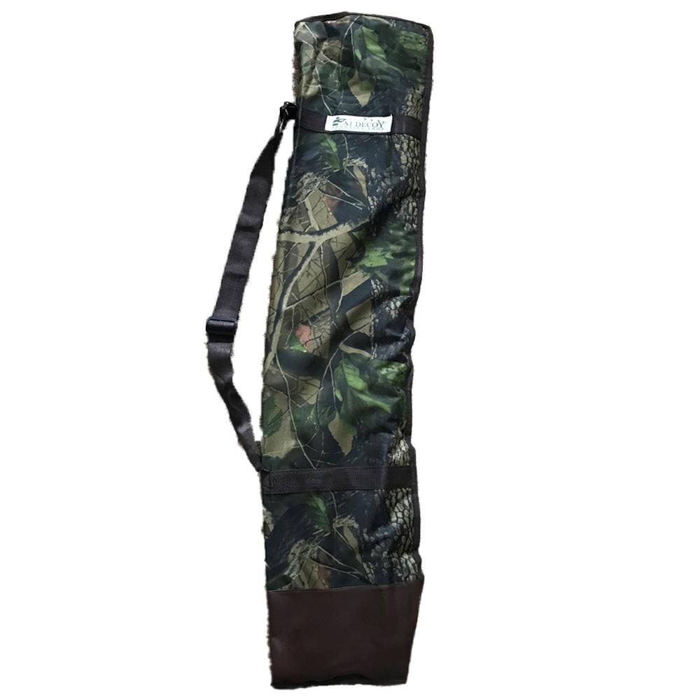 Echo green dual spike hide poles with camo or green canvas bag, ideal for hunting and outdoor concealment.