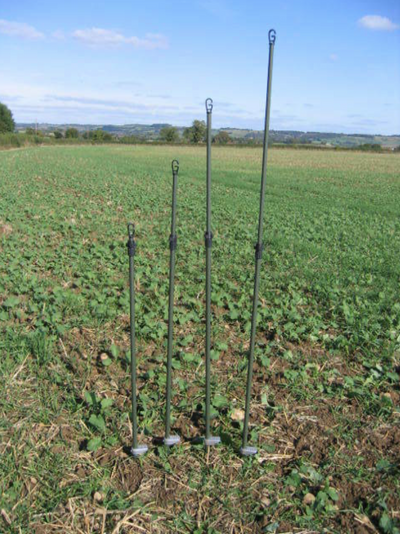 Echo green 4 single spike hide poles with camouflage or green canvas bag for outdoor hunting or wildlife observation.
