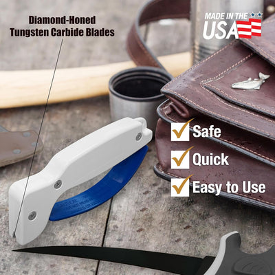EDGAR ACCUSHARP fillet knife sharpener with ergonomic handle and sharpening slot for precise blade sharpening.