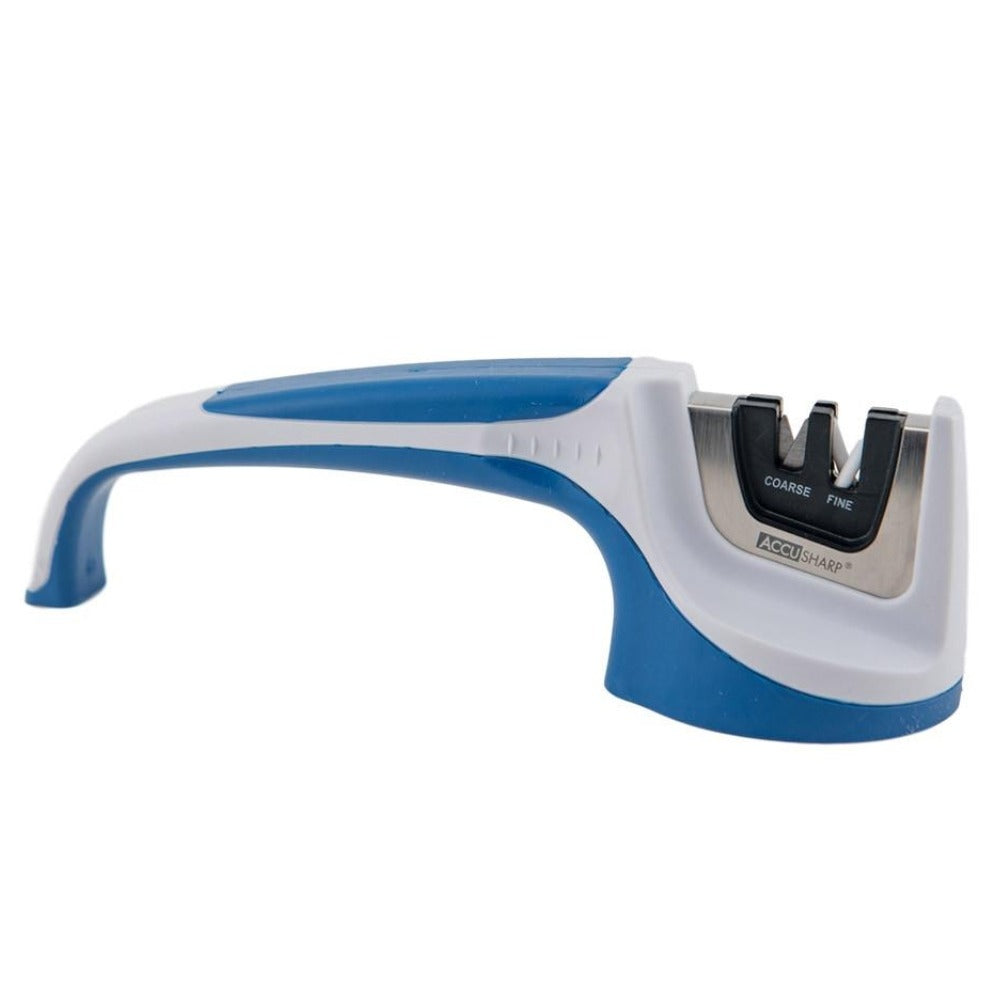 EDGAR AccuSharp pull-through knife sharpener with ergonomic handle and sharpening slots for quick, easy blade maintenance.