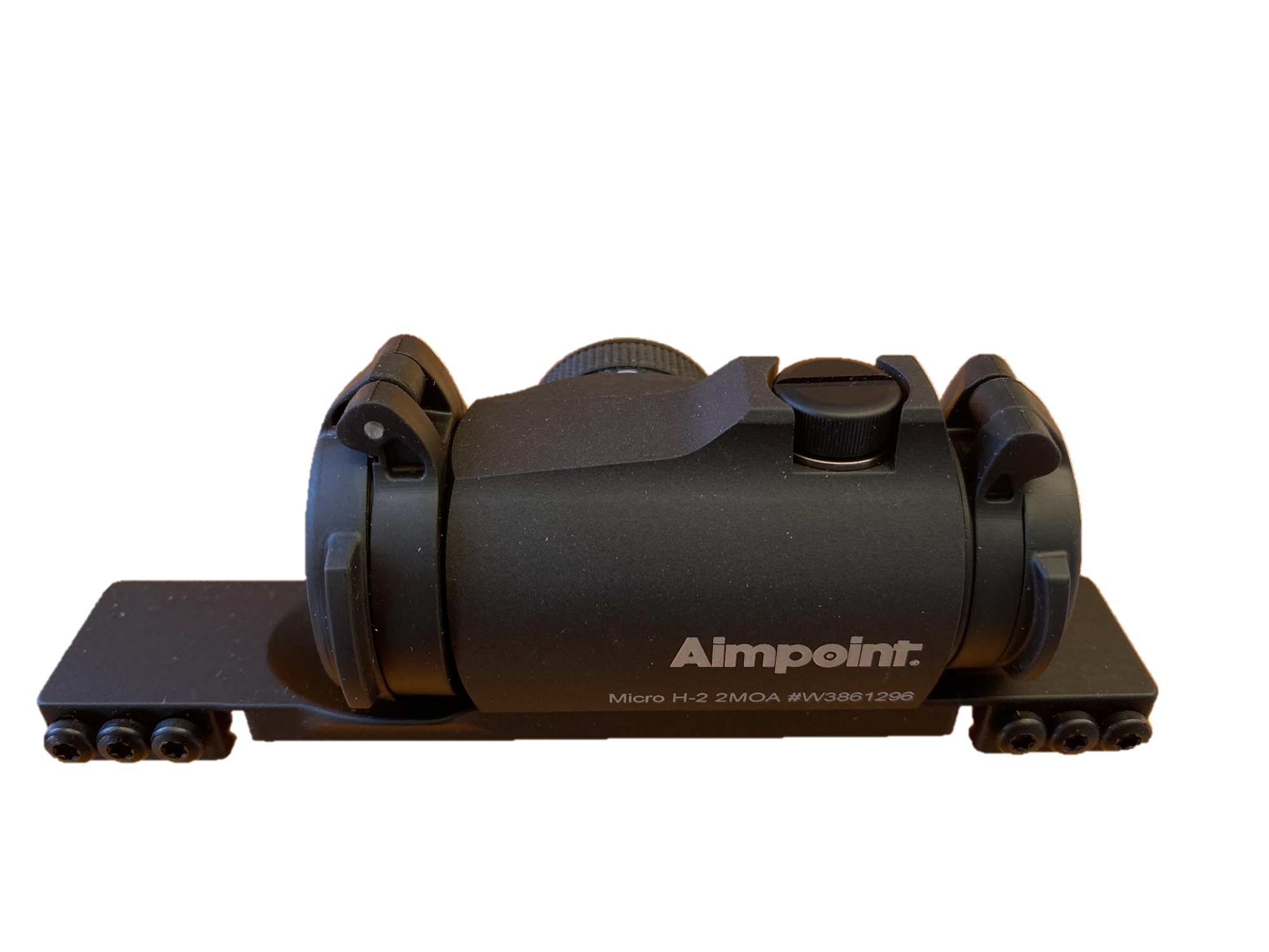EDGAR Aimpoint H2 2MOA red dot sight mounted on Tikka T3 rifle for precise targeting and quick target acquisition.