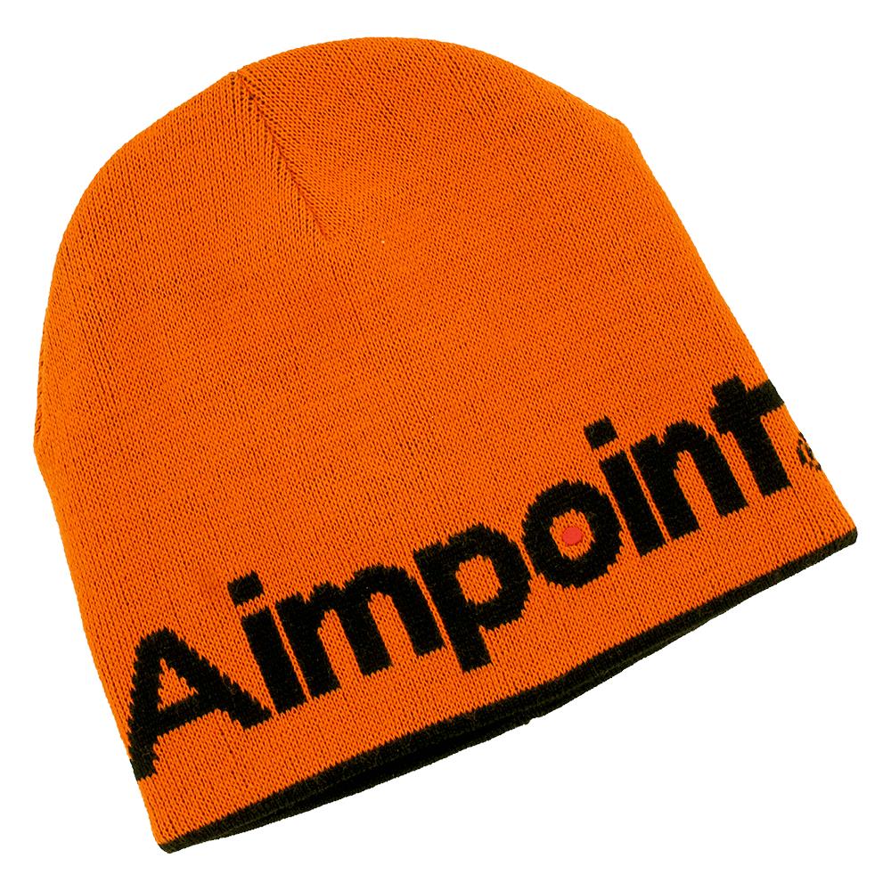 Edgar AIMPOINT knitted beanie with interchangeable green and orange sections, featuring a cozy, ribbed knit design.