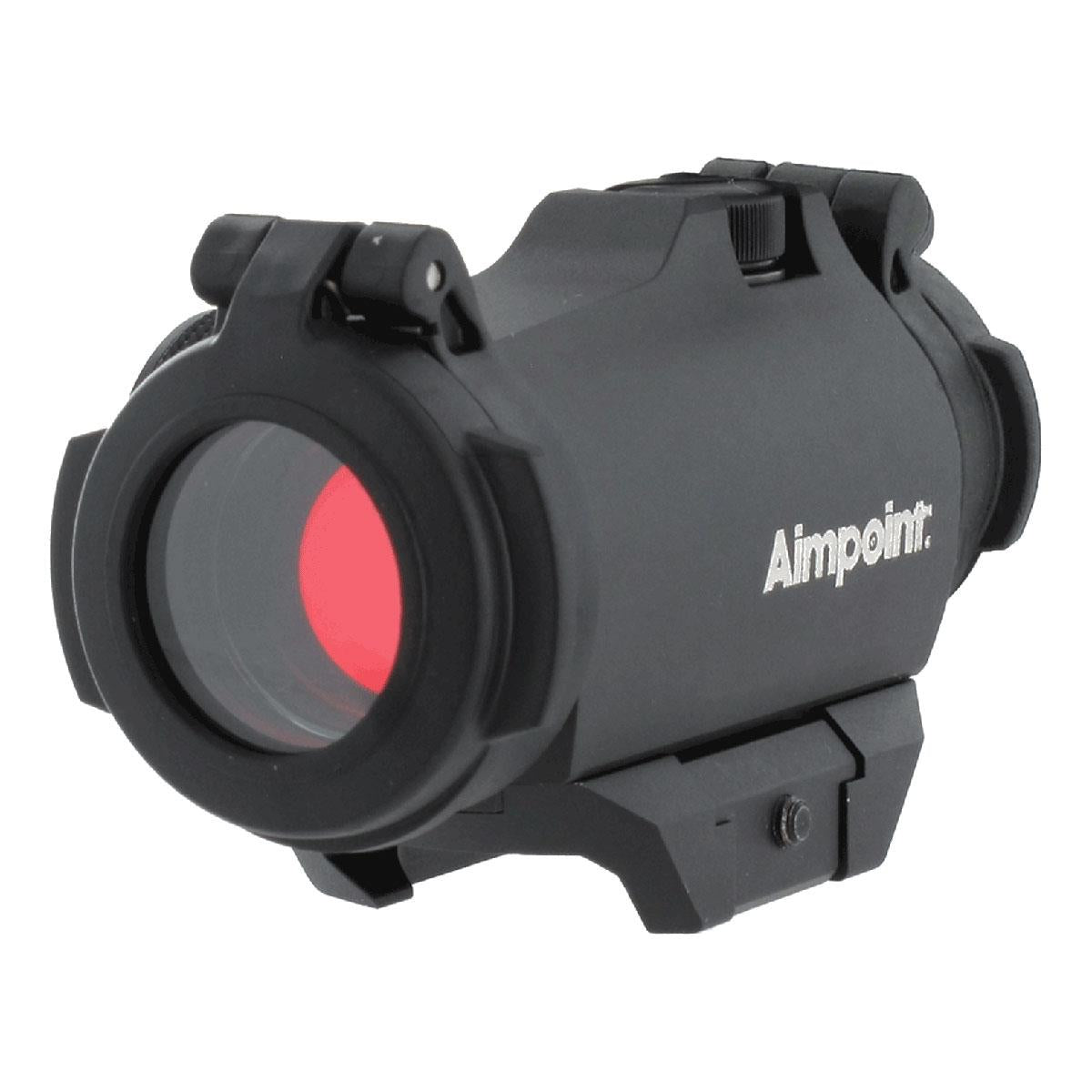 EDGAR Aimpoint Micro H-2 standard mount shown on a firearm, showcasing sleek black metal design and secure attachment points.