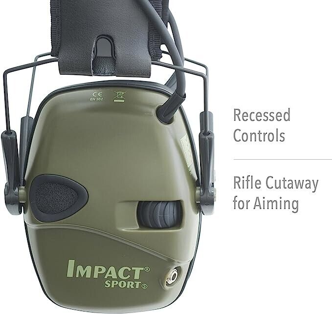 EDGAR Impact Sport Ear Defenders in black, featuring adjustable headband and cushioned ear cups for noise reduction.