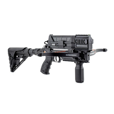 EDGAR Steambow M10 Tactical crossbow with 10-round magazine, showing its compact design and precision build.