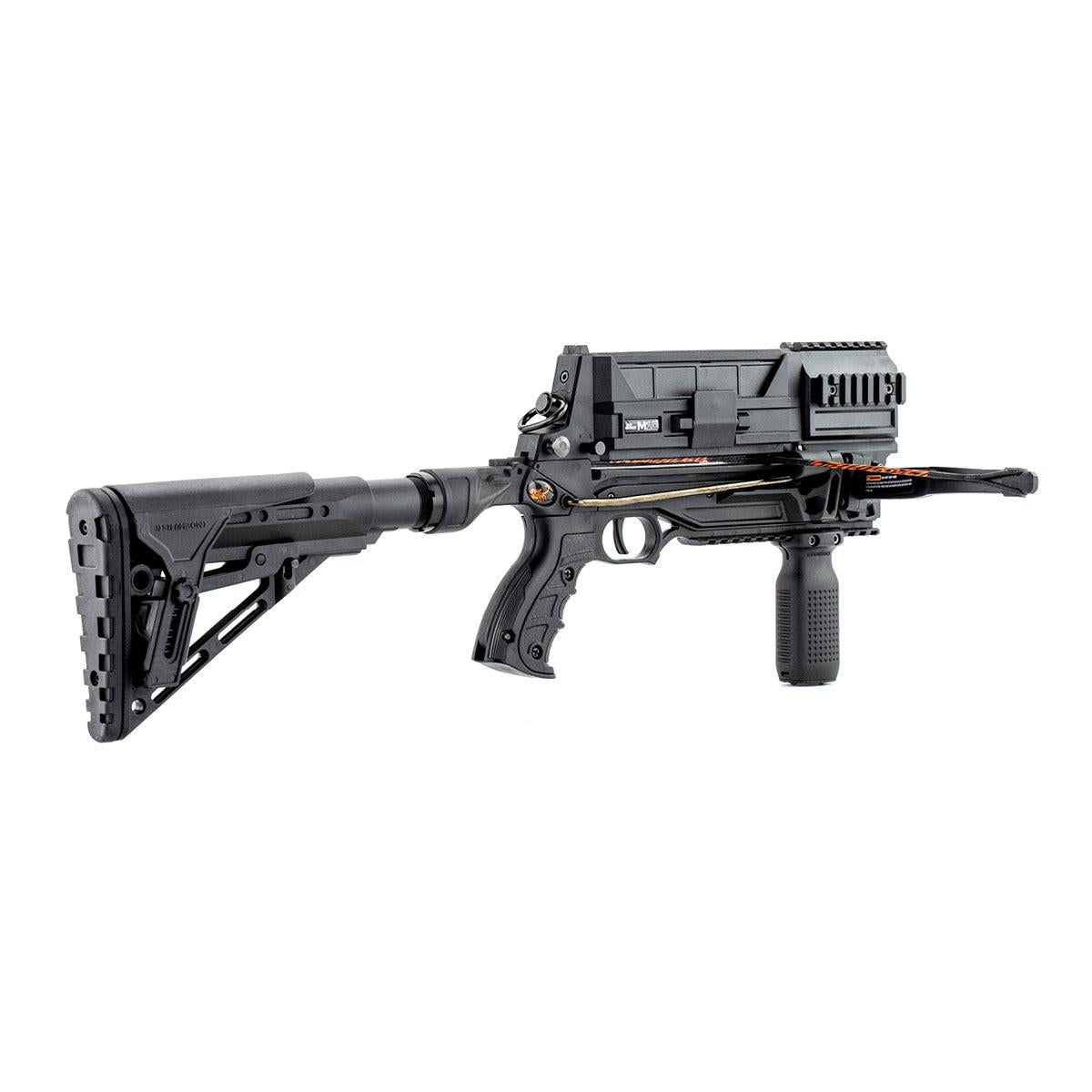 EDGAR Steambow M10 Tactical crossbow with 10-round magazine, precision design, black finish, and ergonomic stock for hunting or target shooting