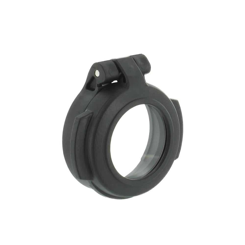 EDGAR Aimpoint H2 flip-up lens cover showing the black protective cover with hinge mechanism and clear lens opening.