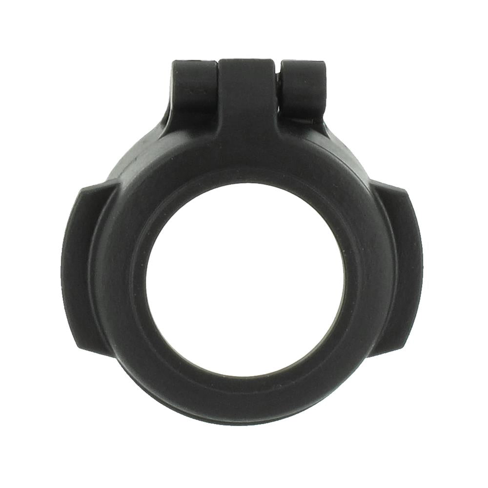 EDGAR Aimpoint H2 flip-up lens cover showing the clear protective cap on an optic lens for rifle scopes.