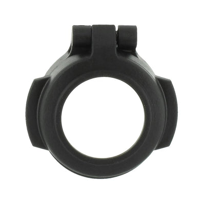 EDGAR Aimpoint H2 flip-up lens cover showing the clear protective cap on an optic lens for rifle scopes.