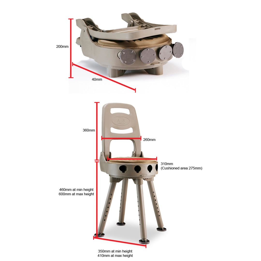 EDGAR Bergara folding shooting chair with all-terrain swivel seat, portable and comfortable for outdoor hunting and shooting activities.