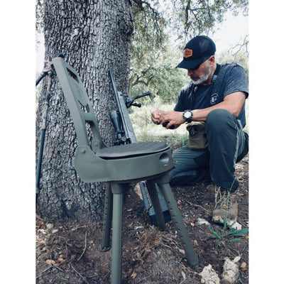 EDGAR Bergara folding shooting chair with all-terrain swivel seat, portable and comfortable for outdoor shooting and hunting.