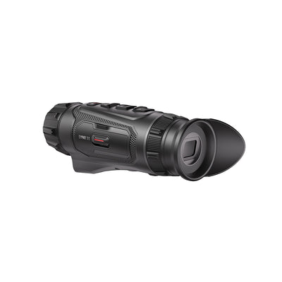 ELITE HIKMICRO Lynx LQ35L 3.0 35mm thermal monocular with laser rangefinder, displaying thermal imaging in outdoor environment.