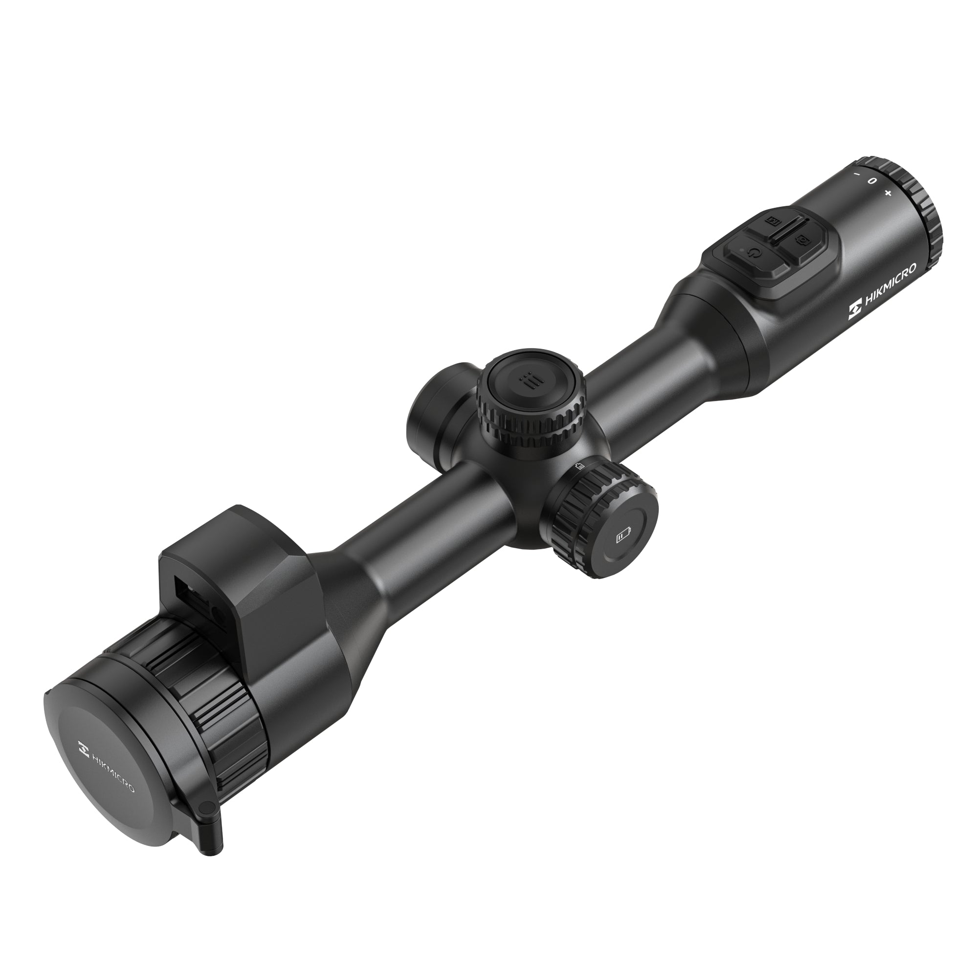 ELITE HIKMICRO Stellar 3.0 SQ35L thermal rifle scope with laser rangefinder mounted on a rifle for night hunting or surveillance.