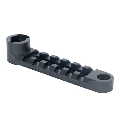 ELITE Spartan Classic Rifle Adapter with Picatinny Rail mounted on a rifle for quick accessory attachment.