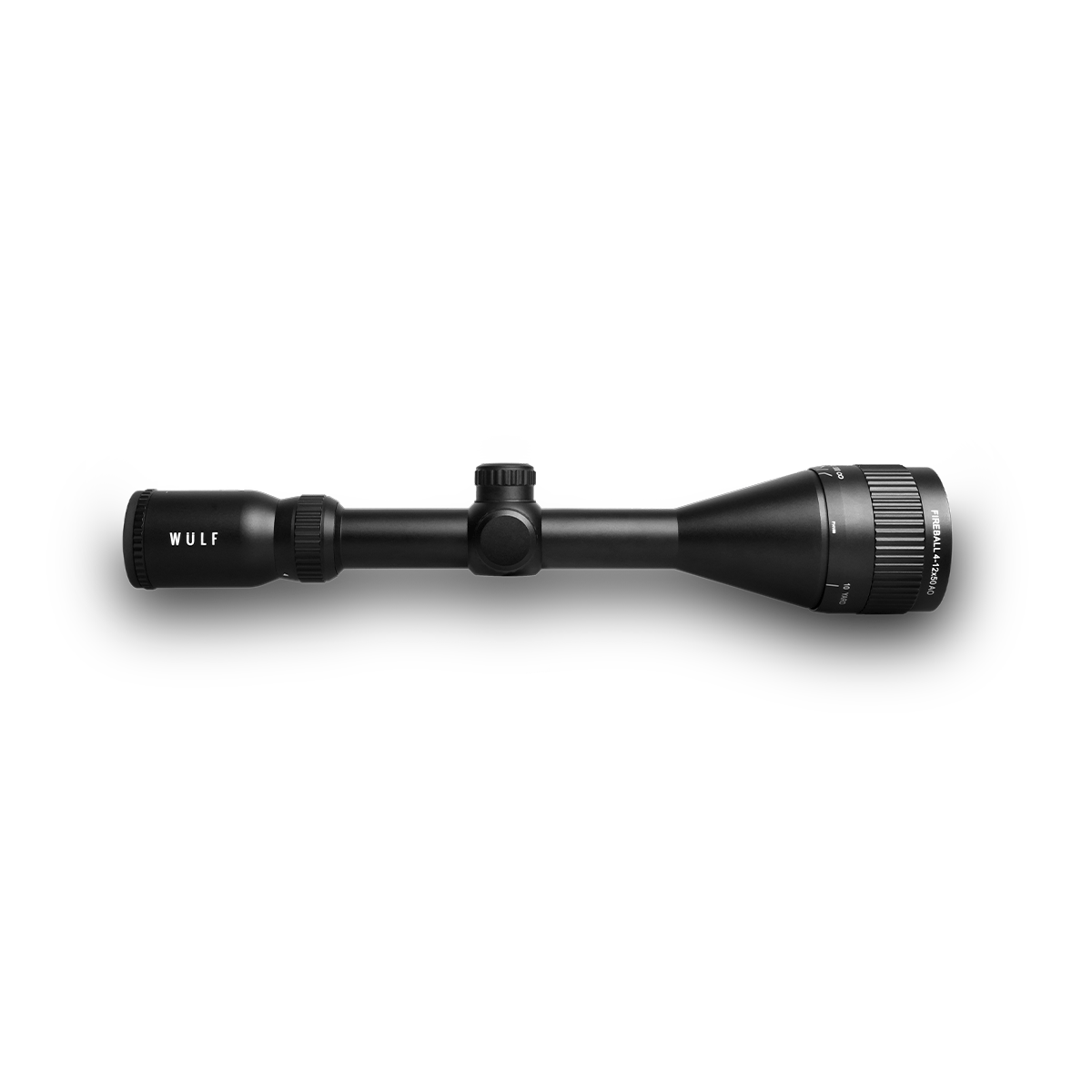 ELITE WULF Fireball 4-12x50 rifle scope with adjustable magnification and free dovetail mounts for precise shooting.