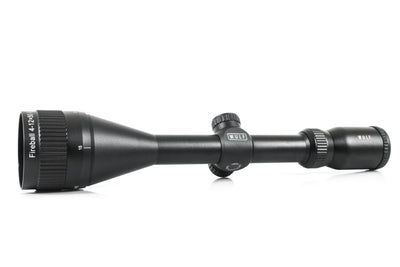 ELITE WULF Fireball 4-12x50 rifle scope with free dovetail mounts, featuring adjustable magnification and precision optics.