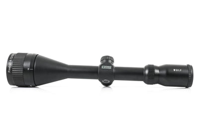 ELITE WULF Fireball 4-12x50 rifle scope with free dovetail mounts, featuring adjustable magnification and precision targeting.