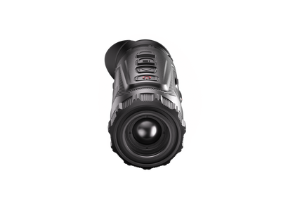 ELITE HIKMICRO Lynx 3.0 19mm thermal monocular showing the compact device with lens and control buttons for outdoor use.
