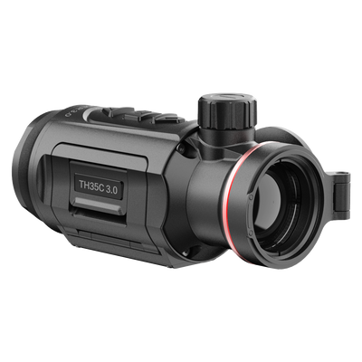 ELITE HIKMICRO Thunder 3.0 TH35C thermal front clip-on optics mounted on a firearm for enhanced night vision.