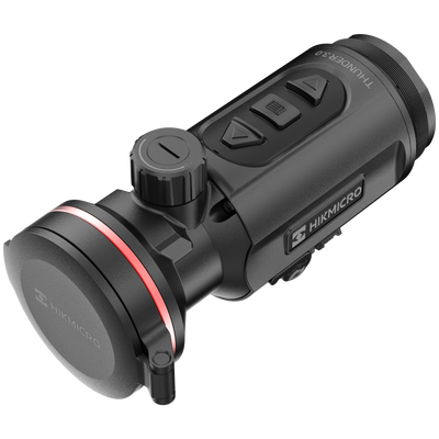 ELITE HIKMICRO Thunder 3.0 TQ35CL thermal front clip-on with laser rangefinder, compact optics device for enhanced thermal imaging.