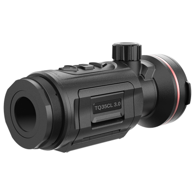 ELITE HIKMICRO Thunder 3.0 TQ35CL thermal front clip-on with laser rangefinder, compact optics for enhanced thermal imaging.