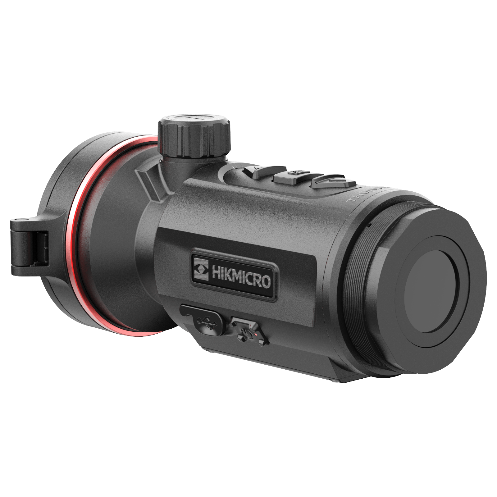 ELITE HIKMICRO Thunder 3.0 TQ50CL thermal front clip-on with laser rangefinder, featuring compact optics and ergonomic design.
