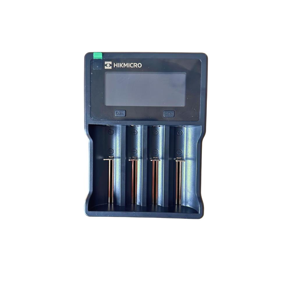 ELITE HIKMICRO 18650 Lithium-Ion/Ni-Mh battery charger with four rechargeable batteries, designed for scopes and night vision devices.