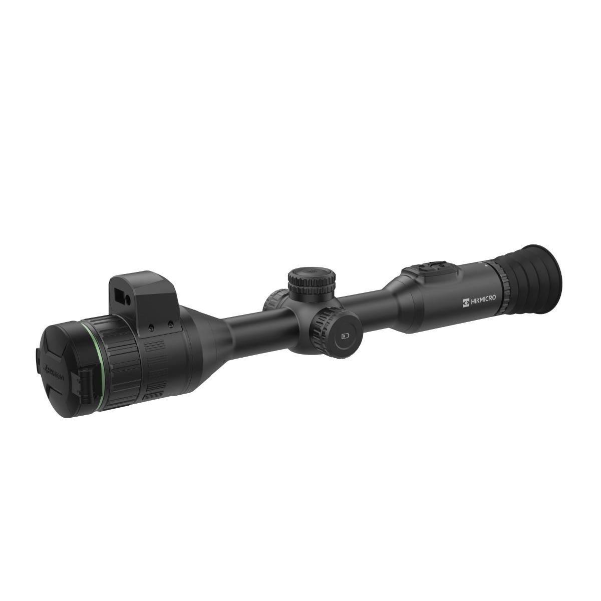 ELITE HIKMICRO Alpex A50EL 4K LRF digital day and night vision scope with UHD optic and built-in rangefinder, mounted for outdoor use.