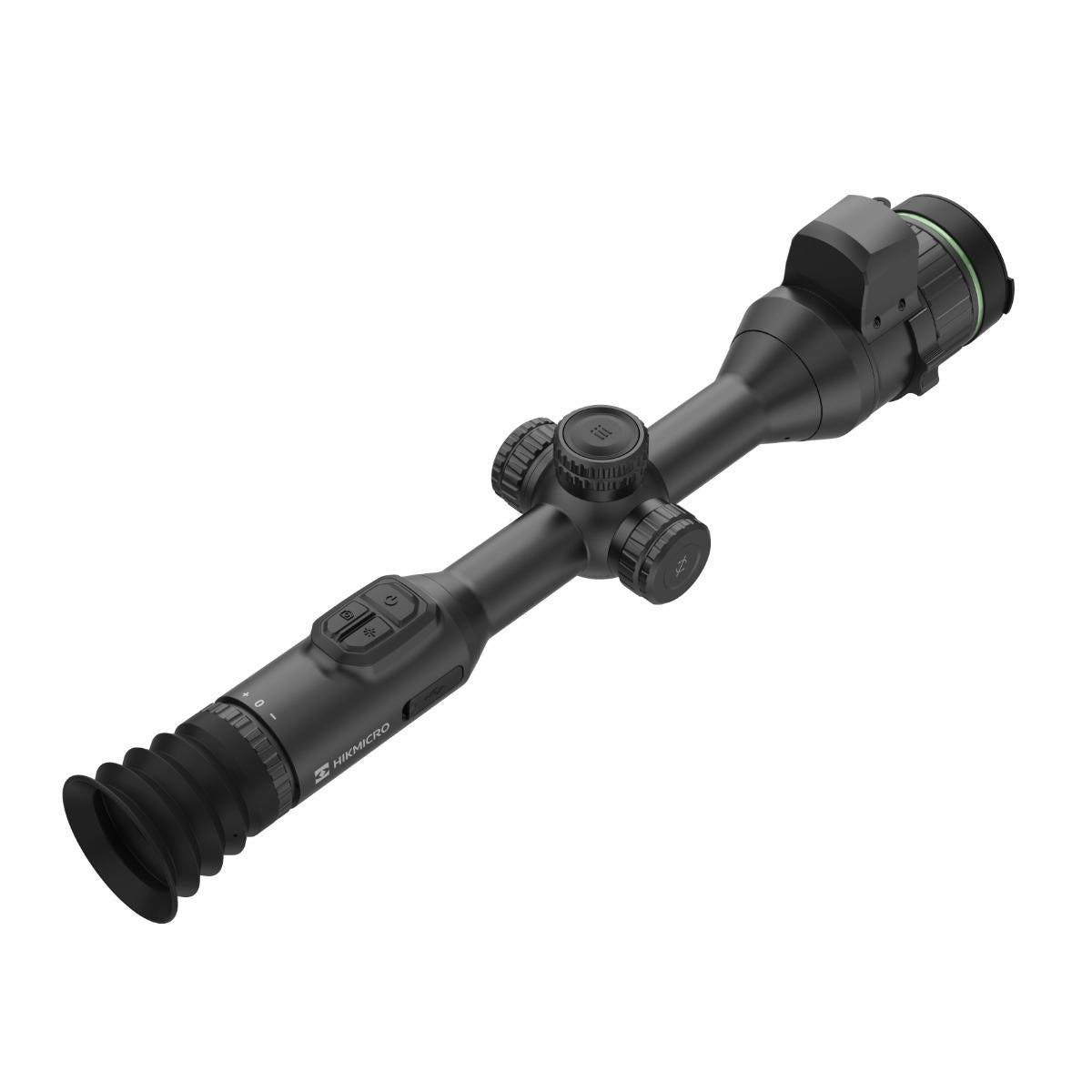 ELITE HIKMICRO Alpex A50EL 4K LRF digital night vision scope with UHD optic and built-in rangefinder, mounted for outdoor use