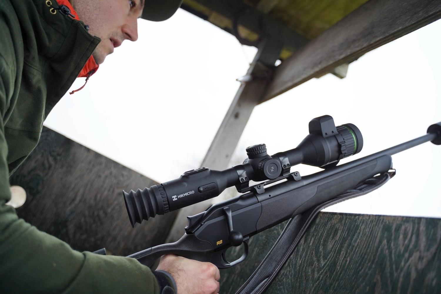 ELITE HIKMICRO Alpex A50EL 4K LRF digital day and night vision scope with UHD optics and built-in rangefinder.