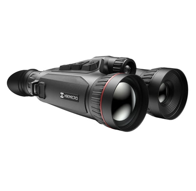 ELITE HIKMICRO Habrok Pro 1280px 60mm thermal binocular with 4K optical camera and laser rangefinder, used for night vision.