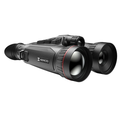 ELITE HIKMICRO Habrok Pro 1280px 60mm thermal binocular with 4K optical camera and laser rangefinder, used for night vision.