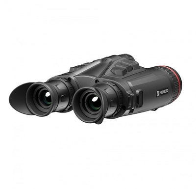 ELITE HIKMICRO Habrok Pro HQ50L multi-spectrum thermal binocular with 50mm lens, 4K camera, LRF, and harness for night vision.