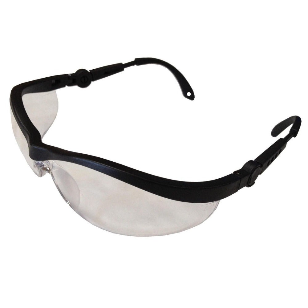 Clear Fairfax shooting safety glasses with impact-resistant lenses and adjustable arms for eye protection during shooting activities.