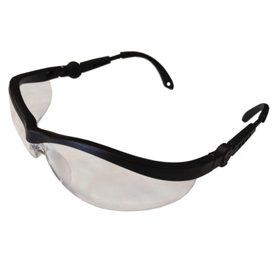 Clear Fairfax shooting safety glasses with impact-resistant lenses and adjustable arms for eye protection during shooting activities.