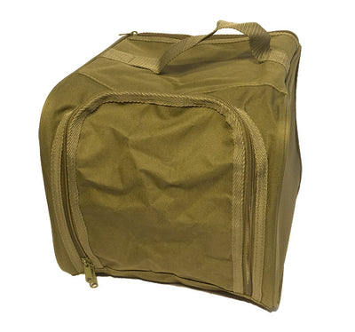 Small Fairfax muddy boot bag in green with a compact design, ideal for storing and carrying muddy boots securely.