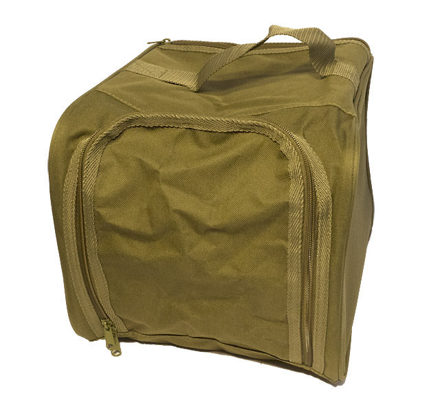 Small Fairfax muddy boot bag in green with a compact design, ideal for storing and carrying muddy boots securely.