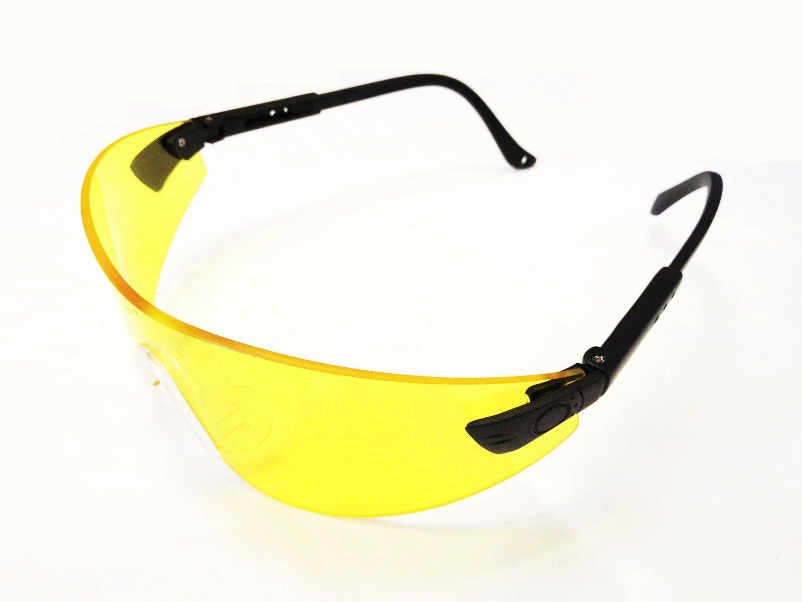Yellow Fairfax shooting safety glasses with wraparound design and impact-resistant lenses for eye protection.