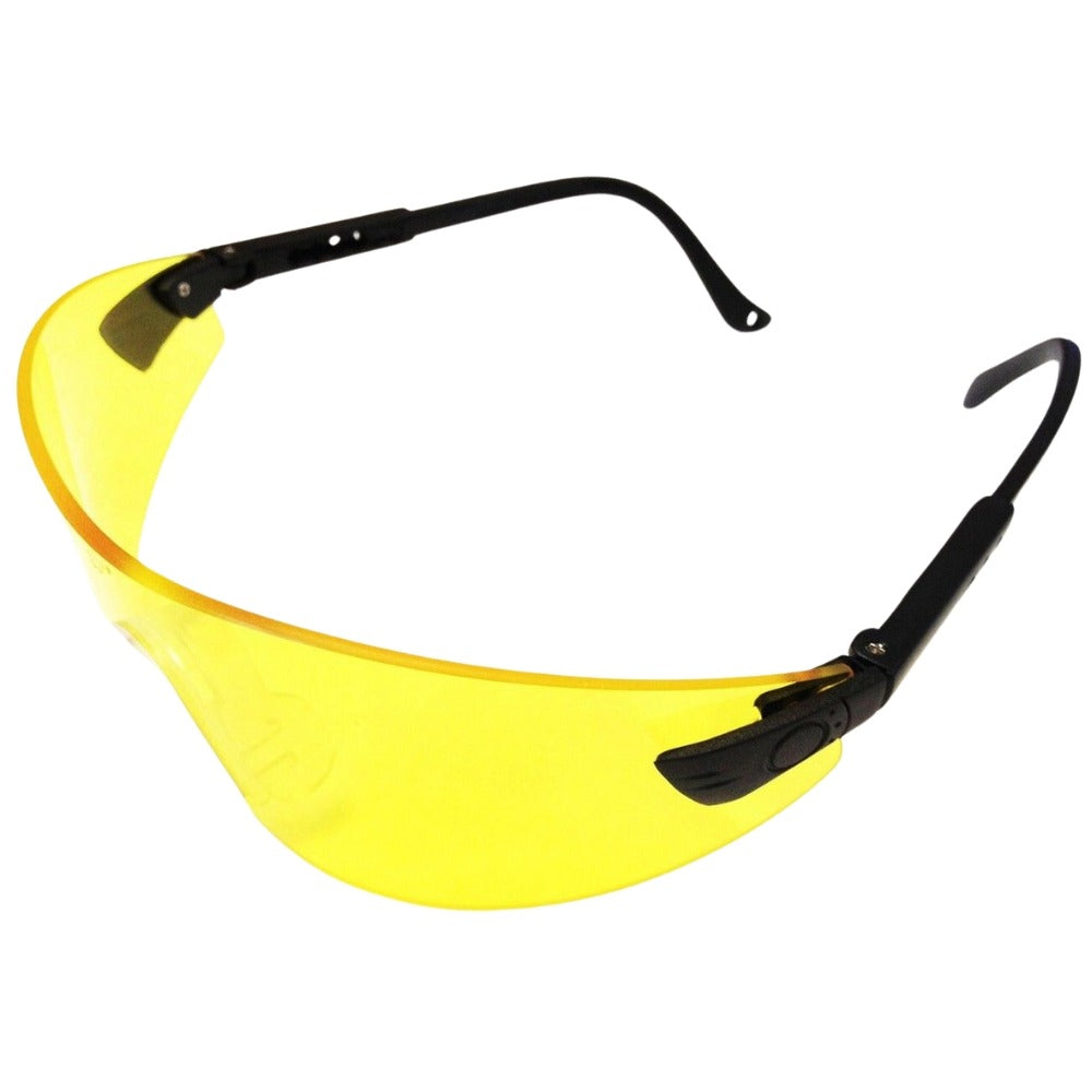 Yellow Fairfax shooting safety glasses with clear lenses, designed for eye protection during shooting or outdoor activities.